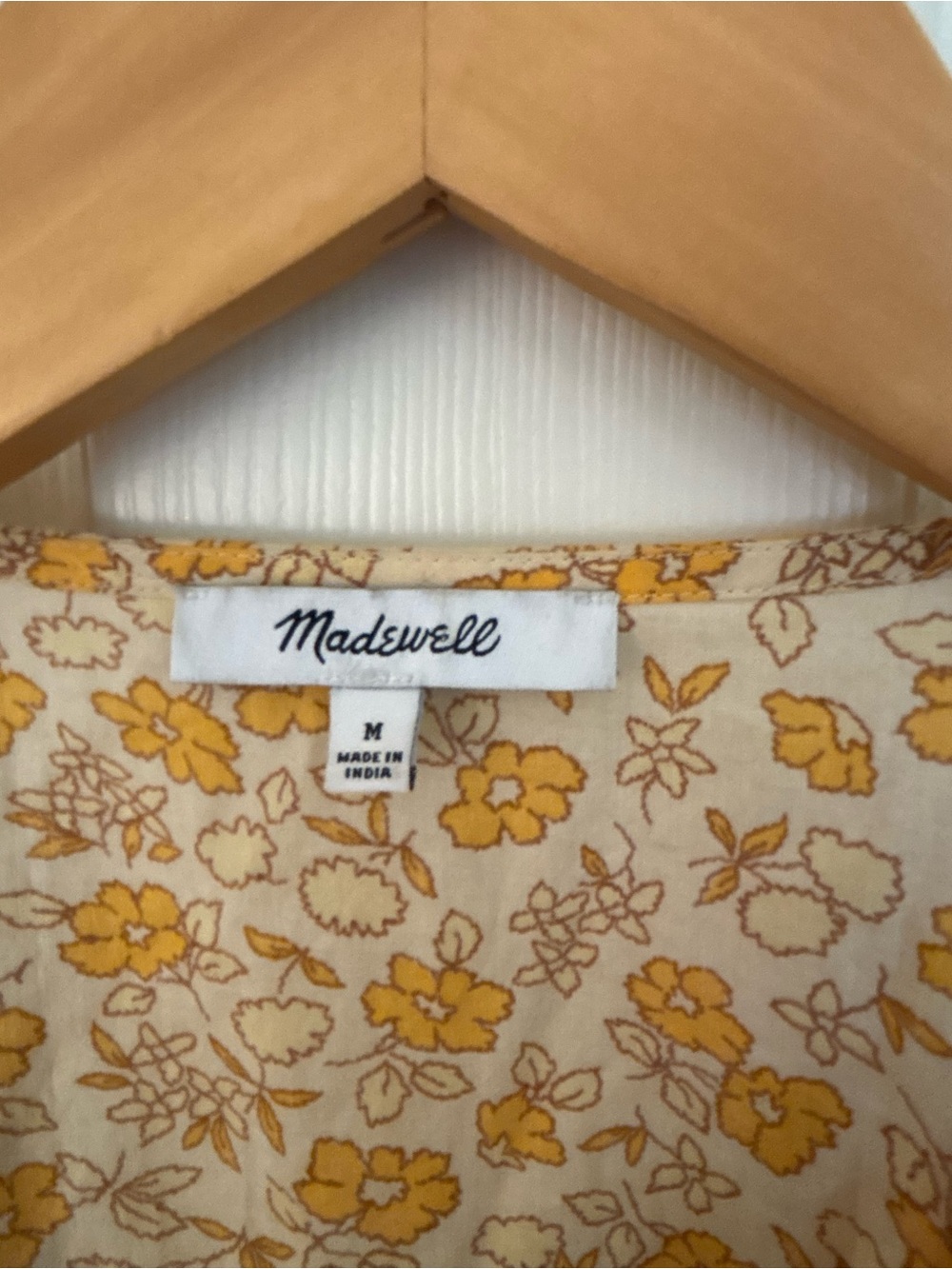 Madewell Cotton Mini Wrap Dress Yellow Floral Size M - Picture 5 of 7